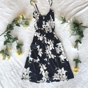 Navy blue floral dress